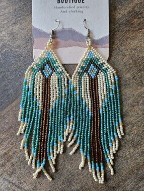 NEW Turquoise Seed Bead Earrings With Nickel Free Hooks